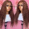 13X4 Transparent Dark Brown Deep Wave Frontal Wig Chocolate Brown Pre Plucked Lace Front Human Hair Wigs 4X4 Closure Wig 13x4 Transparent Wig 28inch view 2