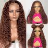 13X4 Transparent Dark Brown Deep Wave Frontal Wig Chocolate Brown Pre Plucked Lace Front Human Hair Wigs 4X4 Closure Wig 13x4 Transparent Wig 28inch view 3