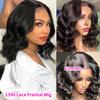 13X6 Body Wave Bob Wig Short 13X4 Lace Front Human Hair Brazilian Remy 4X4 Closure Loose Pre Plucked 180 Density For Black Women 13x6 Lace Front Wig 16inch view 4