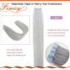 Fenicy Gray Hair Extensions Tape in Real Human Hair Seamless Skin Wefts Invisible Tape-on Hair Extensions Silky Straight Color Grey 16inch20pcs view 3