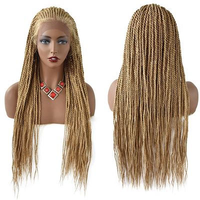 30 Box Braided Wigs For Black Women 4 3/4X13 Lace Front with Baby Hair Micro Twist Synthetic Cornrow Wigs Lightweight Famale Tribal Braids Wigs