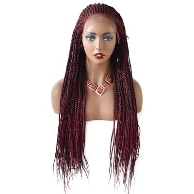 30 Box Braided Wigs For Black Women 4 3/4X13 Lace Front with Baby Hair Micro Twist Synthetic Cornrow Wigs Lightweight Famale Tribal Braids Wigs