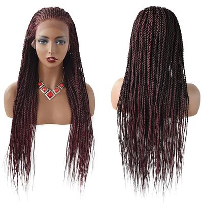 30 Box Braided Wigs For Black Women 4 3/4X13 Lace Front with Baby Hair Micro Twist Synthetic Cornrow Wigs Lightweight Famale Tribal Braids Wigs