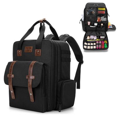 BAFASO Large Capacity Barber Case, Travel Hairdresser Bag Holds Various Hair Cutting Tools (Bag Only), Black