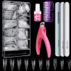 Clear Stiletto Nail Tips Full Cover, Teenitor 600pcs Long Nail Tips for Acrylic Nails, Long Acrylic Stiletto Fake Nail Tips with Glue, Clear Almond Stiletto False Nail Tips, Acrylic Nail Clipper, Nail Glue, Nail File Buffer view 1