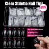 Clear Stiletto Nail Tips Full Cover, Teenitor 600pcs Long Nail Tips for Acrylic Nails, Long Acrylic Stiletto Fake Nail Tips with Glue, Clear Almond Stiletto False Nail Tips, Acrylic Nail Clipper, Nail Glue, Nail File Buffer view 2