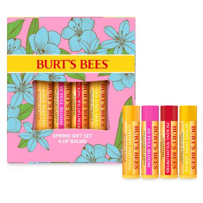 Burt's Bees Gifts Ideas - In Full Bloom Lip Balm Set, Original Beeswax, Dragonfruit Lemon, Tropical Pineapple & Strawberry, Natural Origin Lip Treatment, 4 Tubes, 0.15 oz.