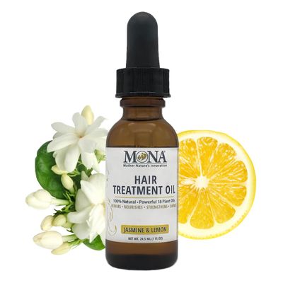 MONA 100% Natural Scalp & Hair Treatment Oil | Hair Growth Serum for Dry & Damaged Hair Care | Repairs, Nourishes, Strengthens, Shines | All Hair Types & Textures (JASMINE & LEMON, 1.0 Fl Oz)