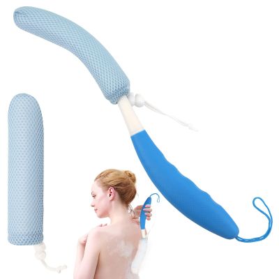 KkaFFe Shower Brush with Long Handle15.35" Back BrushLong Back Scrubber for Men WomenLong Handled Sponge Body Exfoliator, Loofah Back Scrubber for Aid Bathing