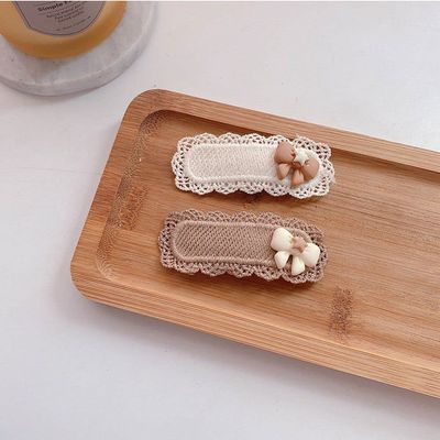 YQBUER 2pcs Cute Fashion Rabbit Star Milk Tea Color Bowknot Little Bear Lace Hairpin (Color : Multicolored, Size : 4)