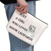 G2TUP Snow Leopards Lover Gift Who Loves Snow Leopards Makeup Bag Wild Cat Big Cat Cosmetic Bag Animal Lover Gift Zipper Travel Pouch (Loves Snow Leopards White Bag) view 2