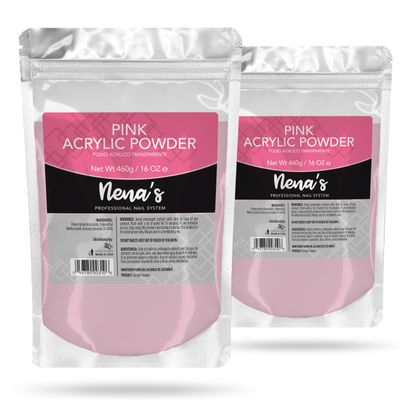 2 set- Nena's Superior Sculpting Powder Professional Acrylic Nail System Clear Blush Pink Medium Pink 16 oz 460 g (Pink).