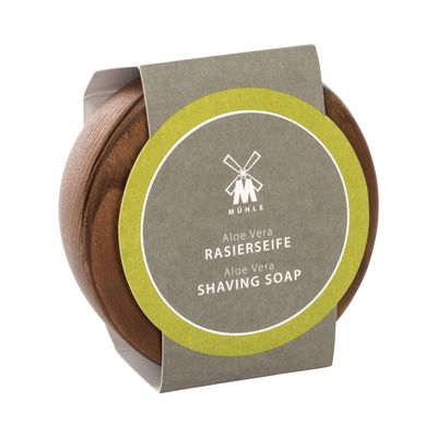 MHLE Wooden Bowl with Shaving Soap | Aloe Vera | 65 Grams | Shave Soap for Men | Steamed Ash Shaving Bowl | Rich & Light Soap Formula | Nurturing Shave Soap Lather
