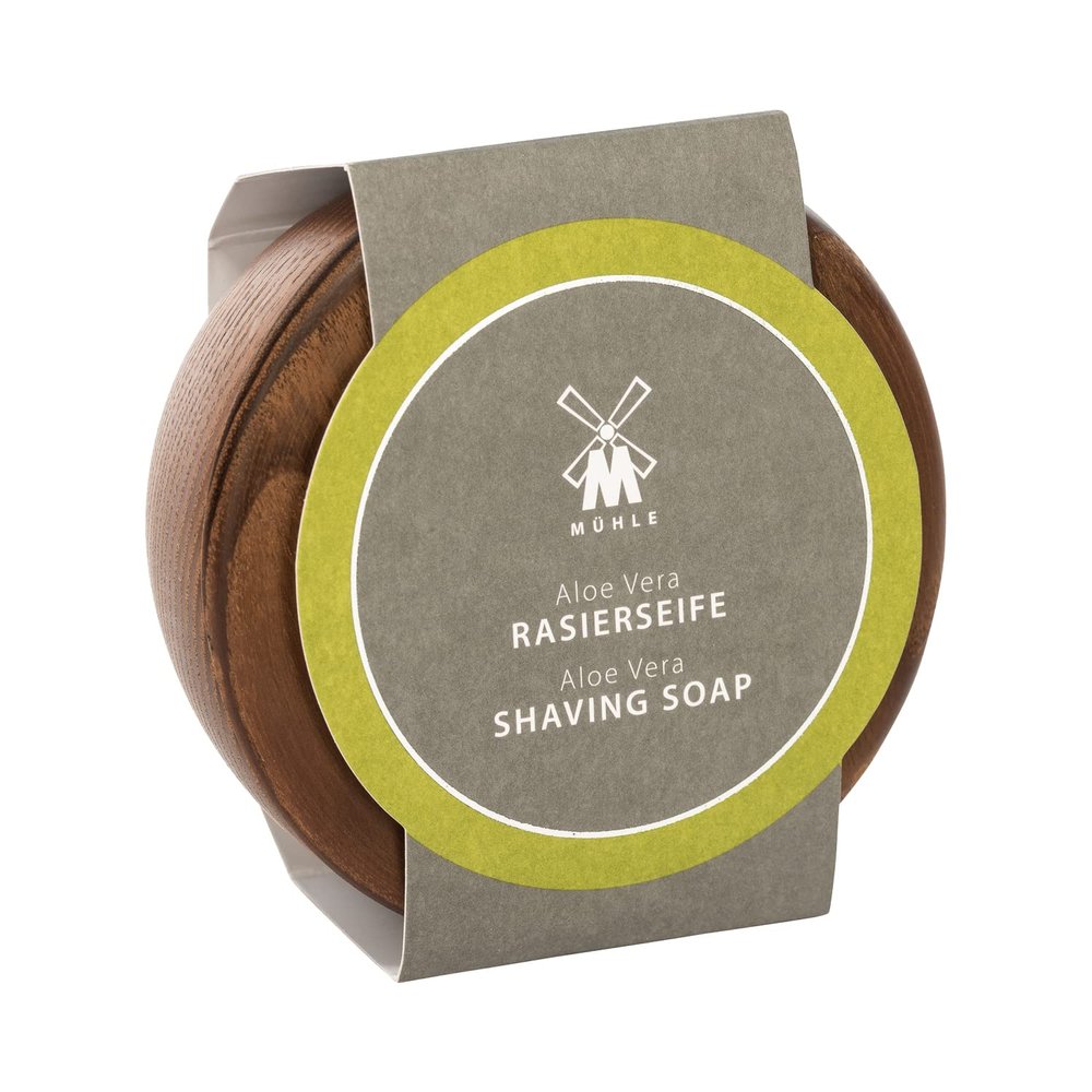 MHLE Wooden Bowl with Shaving Soap | Aloe Vera | 65 Grams | Shave Soap for Men | Steamed Ash Shaving Bowl | Rich & Light Soap Formula | Nurturing Shave Soap Lather