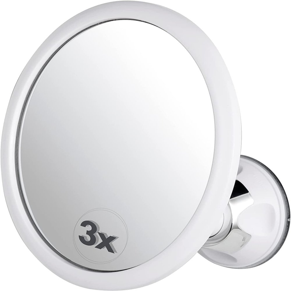 MIRRORVANA 3X Magnifying Round Shower Mirror for Fogless Shaving with Strong and Sticky Suction Cup, Shatterproof Surface and 360 Swivel - 6.7" Diameter
