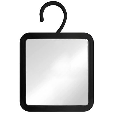 MIRRORVANA Hanging Fogless Shower Mirror for Shaving with 360 Rotatable Swivel Hook - Anti Fog and Shatterproof 6.3" x 6.3" Surface (Black)