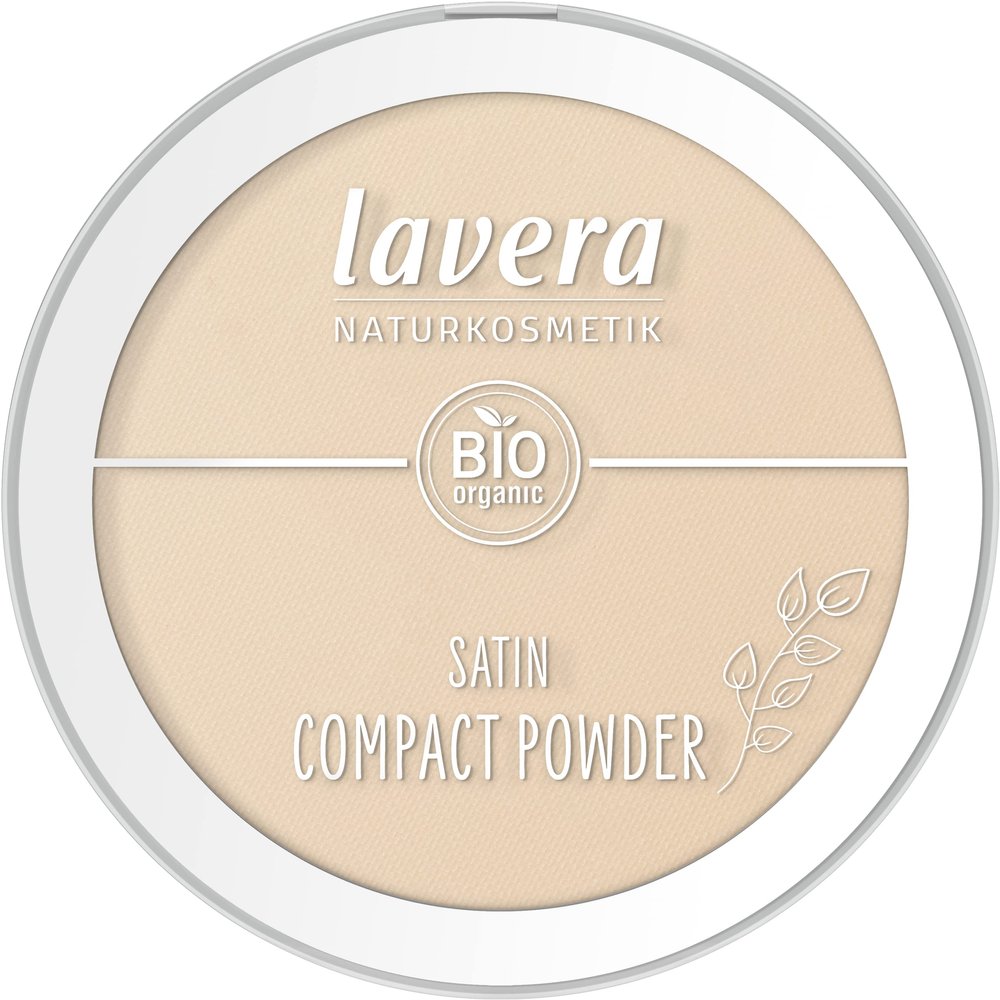 lavera Satin Compact Powder -Medium 02- nude - Almond Oil & Rice Powder - Vegan - Mattifying - Long-Lasting - Velvety Texture 0.32 Fl Oz