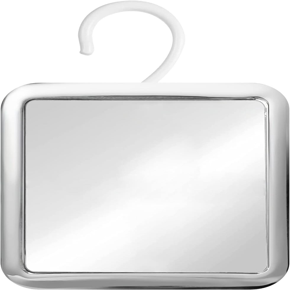 MIRRORVANA Hanging Fogless Shower Mirror for Shaving with 360 Rotatable Swivel Hook - Anti Fog and Shatterproof 6.3" x 6.3" Surface (Chrome)