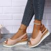 oiangi Wedge Sandals for Women Casual Summer Fish Mouth Open Toe Slingback Buckle Hemp Rope Platform Sandals Comfortable Outdoor Ladies Shoes Sandalias Pink view 2