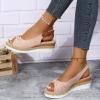oiangi Wedge Sandals for Women Casual Summer Fish Mouth Open Toe Slingback Buckle Hemp Rope Platform Sandals Comfortable Outdoor Ladies Shoes Sandalias Pink view 4