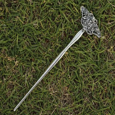 Skull Hair Stick Accessories Death Moth Hairpin Accessories Hair Accessories Headdress Wand Gift (Color : Silver Plated)