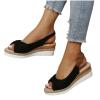 oiangi Wedge Sandals for Women Casual Summer Fish Mouth Open Toe Slingback Buckle Hemp Rope Platform Sandals Comfortable Outdoor Ladies Shoes Sandalias Black view 3