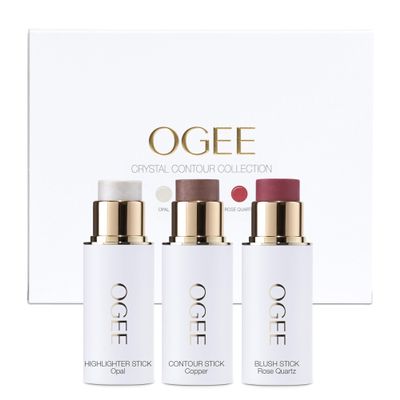 Ogee Face Stick Crystal Collection Trio - Contour Stick Makeup Collection - Certified Organic Contour Palette - Includes Bronzer Stick, Blush Stick & Highlighter Stick