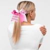 20 Pieces 7 Inch Breast Cancer Awareness Cheer Hair Bows Ponytail Holder Large Glitter Pink Ribbon Hair Bows Accessories Elastic Band Handmade for Teens Women view 3