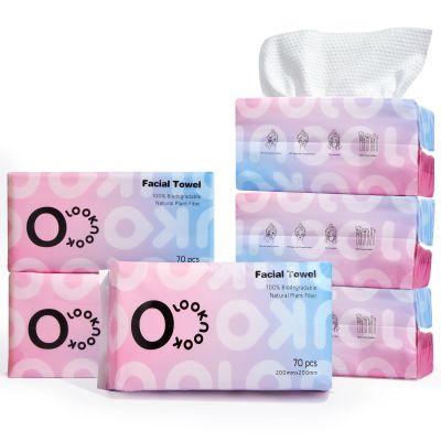 LOOKNOOK Disposable Face Towel, 50% Thicker, Soft for Sensitive Skin, Multipurpose Cleaning Cloth, 70 Count, 6 pack