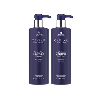Alterna Haircare CAVIAR Anti-Aging Replenishing Moisture Shampoo and Conditioner Jumbo Set, 16.5oz each | Protects, Restores and Hydrates | Sulfate Free