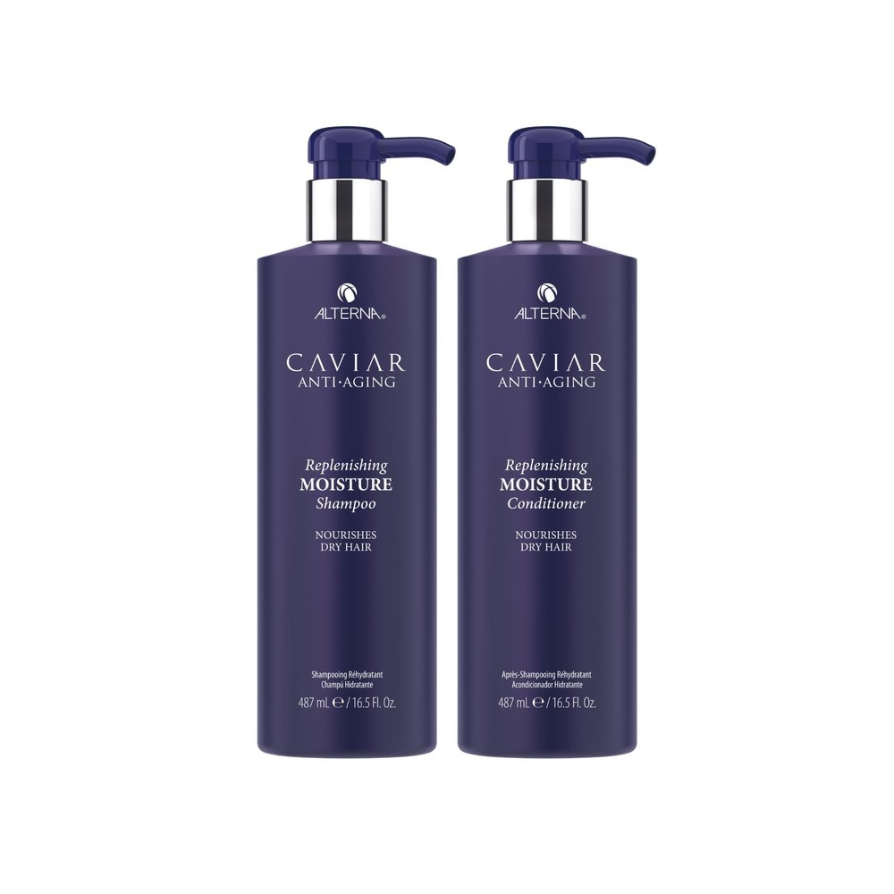 Alterna Haircare CAVIAR Anti-Aging Replenishing Moisture Shampoo and Conditioner Jumbo Set, 16.5oz each | Protects, Restores and Hydrates | Sulfate Free