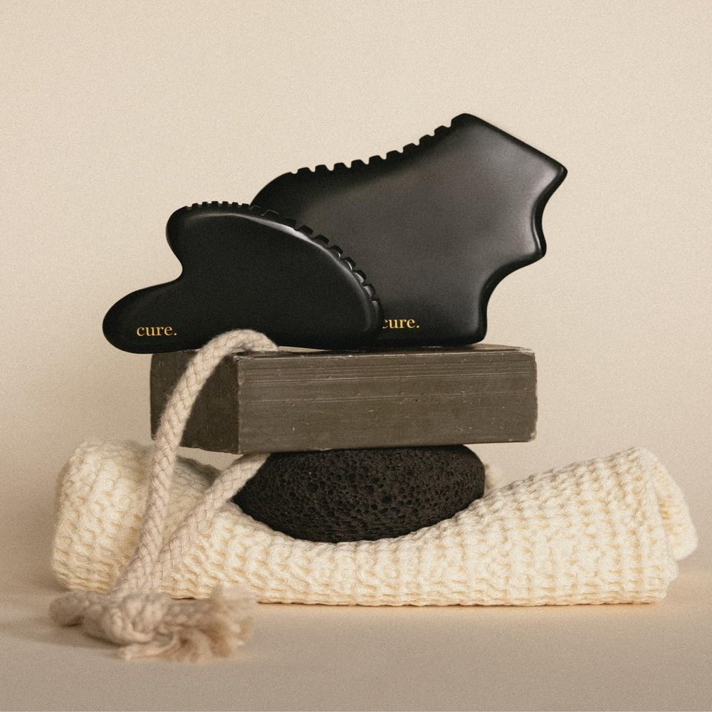 CURE. Premium Natural Bian Stone Gua Sha for Body & Bian Heart Gua Sha for Face