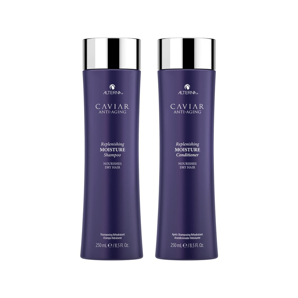 Alterna Haircare CAVIAR Anti-Aging Replenishing Moisture Shampoo and Conditioner Standard Set, 8.5oz each | Protects, Restores and Hydrates | Sulfate Free