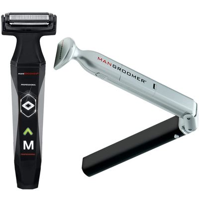 $10 Body Groomer Bundle by MANGROOMER  Bundle Includes The Essential Back Hair Shaver and The Professional Body Groomer and Ball Groomer for just $10 Extra!