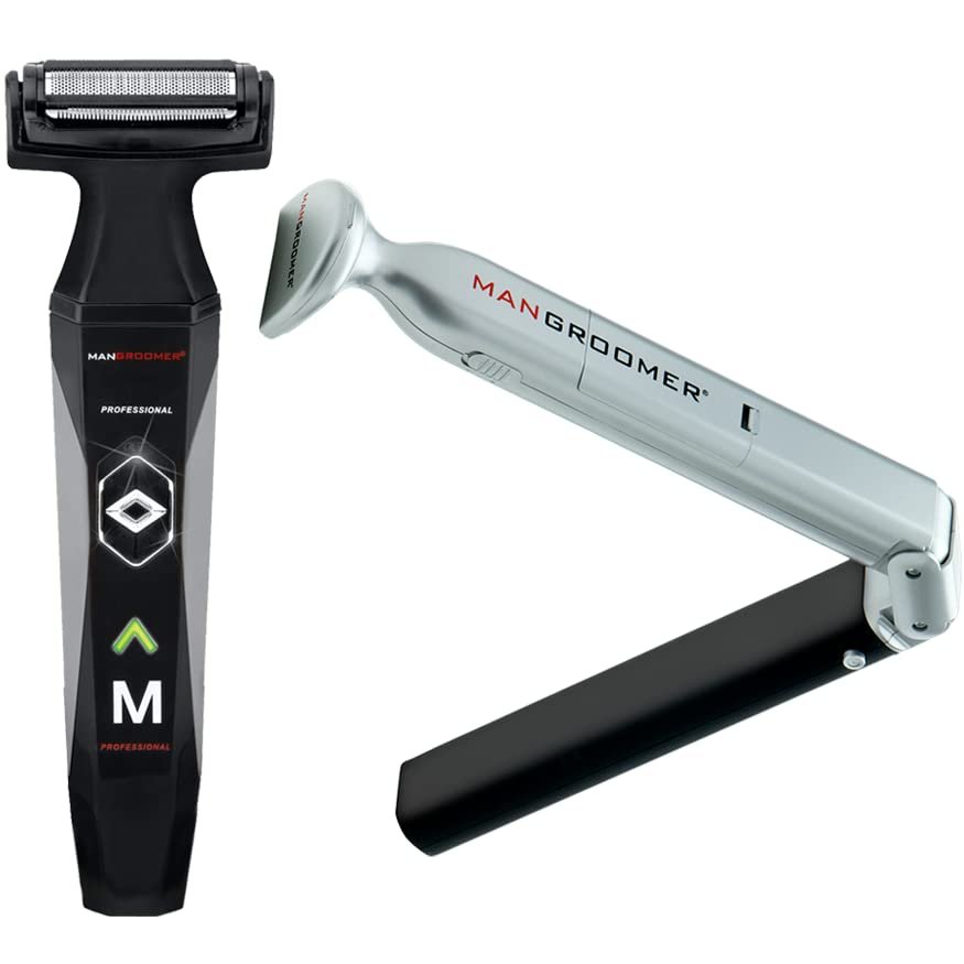 $10 Body Groomer Bundle by MANGROOMER  Bundle Includes The Essential Back Hair Shaver and The Professional Body Groomer and Ball Groomer for just $10 Extra!