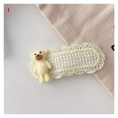 YQBUER Hairpins Cartoon Knitted Hairpin Cute Bear Girls Hair Clips Autumn Hair Accessories Handmade Top Clip Heart Headwear (Color : 4)