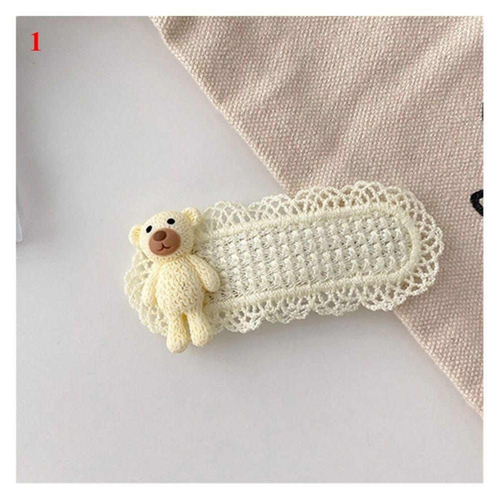 YQBUER Hairpins Cartoon Knitted Hairpin Cute Bear Girls Hair Clips Autumn Hair Accessories Handmade Top Clip Heart Headwear (Color : 4)