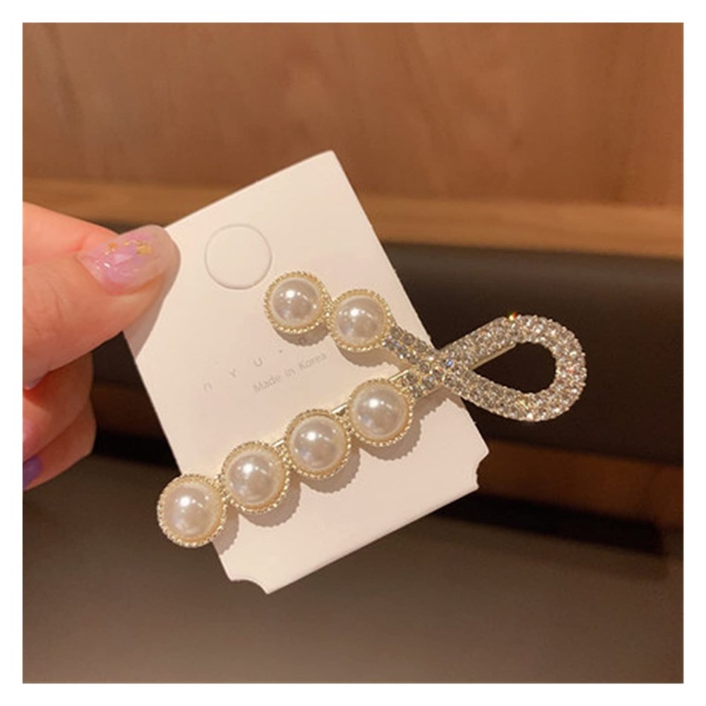YQBUER Hairpins Pearls Hairpin Clips for Women Cute Geometric Headwear Girls Sweet Clip Bow Flower (Color : 4)