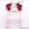 YQBUER Chinese Red Rose Flower Tassel Hair Pins Crystal Bridal Hairpins Headpiece Bride Wedding Hair Jewelry Accessories view 2