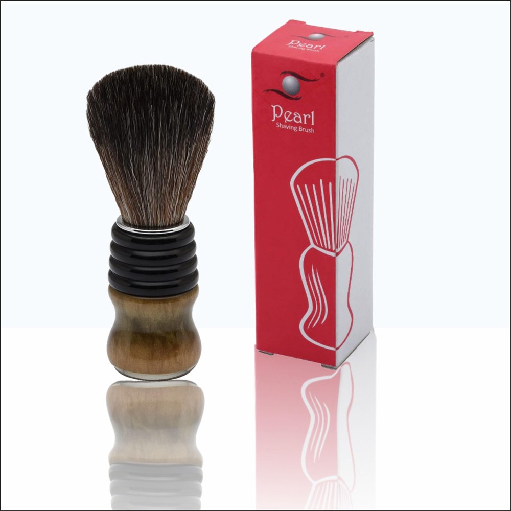 Pearl Shaving Synthetic Badger Shaving Brush- Resin Handle | Immitation Badger Hair | Classic Luxury & Elegant Shaving brush | 24mm Knot Size | Wet Shaving Accessory for Men | Father's day Gift