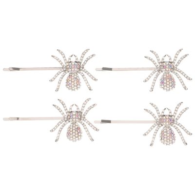 LALAFINA Halloween Spider Hair Clips with Rhinestones for Women and Girls Sparkle Crystal Hair Accessory for Costume Parties and Photography Props 3X1.4 Inch
