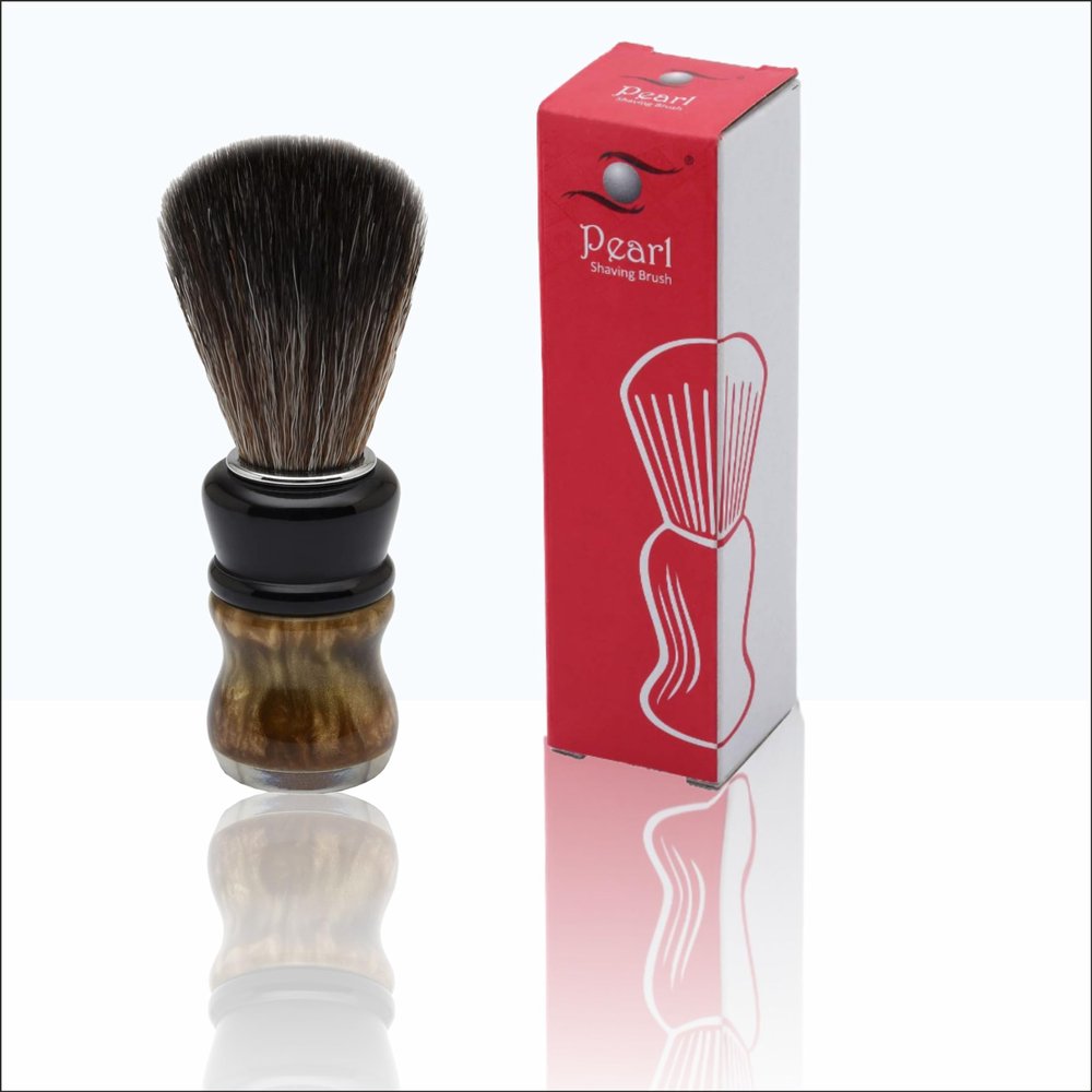 Pearl ShavingSynthetic Badger Shaving Brush- Resin Handle | Immitation Badger Hair | Classic Luxury & Elegant Shaving brush | 24mm Knot Size | Wet Shaving Accessory for Men | Father's day Gift