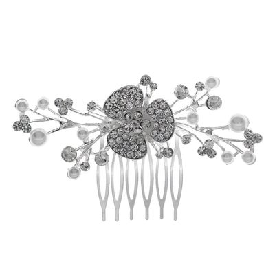 Beaupretty Wedding Hair Comb Rhinestone and Pearl Accents Elegant Floral Bridal Hair Piece for Brides and Bridesmaids for Weddings and Special Occasions