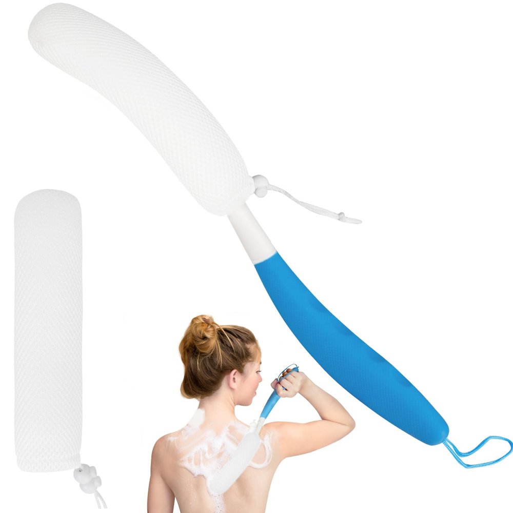 Leetye Mei Long Handled Shower Brush, Non-Slip Long Handle Bath Brush, Back Body Brush Gentle Exfoliating and Lather Well Deep Cleansing Long-Lasting for Body