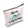 G2TUP Swimming Gift Chlorine Is My Perfume Makeup Bag Swimmer Cosmetic Bag Swim Lover Gift Swimming Team Gift Swimming Coach Zipper Travel Pouch (Chlorine Is My Perfume White Bag) view 1