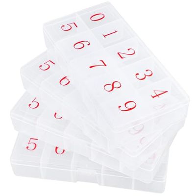 Cosics Press On Nail Storage Box, 3PCS 10-Grid Acrylic Nail Tip Organizer Box, 10 Spaces Empty Clear Plastic Numeral Vitamins Pill Box, Nail Case Container for Crystal Jewelry Nail Art Accessories