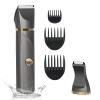 Body Hair Trimmer for Women Electric Body Shaver for Back Chest Armpit Legs Pubic Hair, USB Rechargeable, Replaceable Snap-in Ceramic Blades, IP7X Waterproof for Wet and Dry Use,Gray&Gold view 1