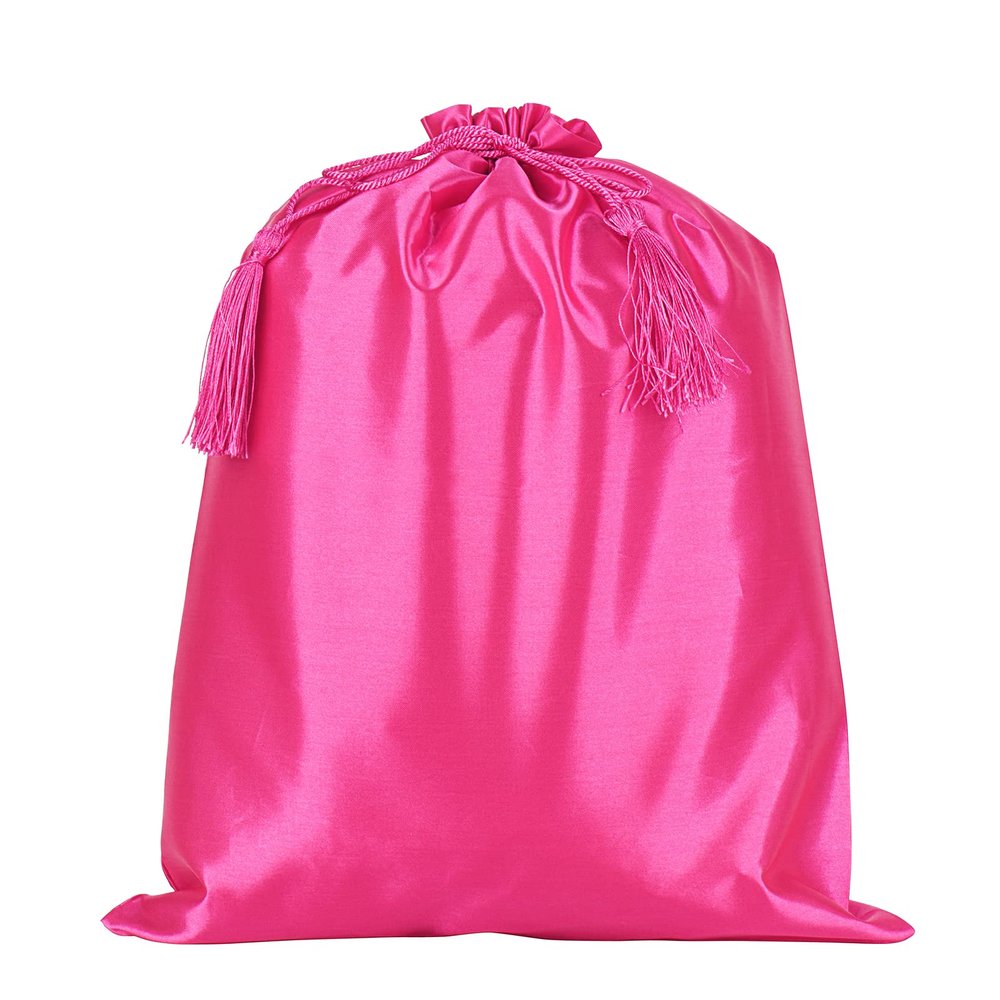 1 Piece Satin Bag 15.5x11.5 Inch Wig Bag Storage with Drawstring Hair Packaging Favor Gift Bag for Bundles Hair Extensions & Tools (Rose red-Blank)