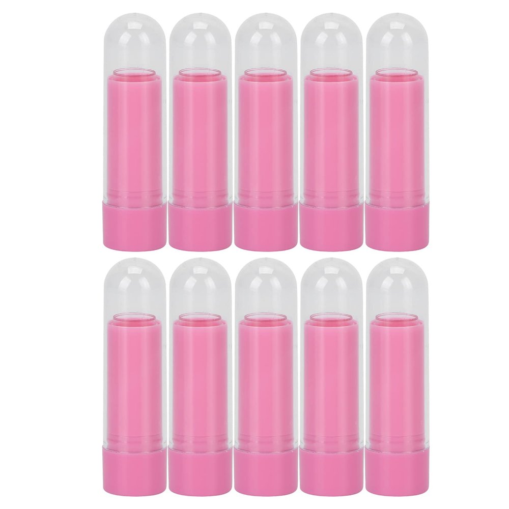 10pcs Lipstick Tube 9mm Refillable Cute DIY Empty Lip Balm Container Mini Lipstick Empty Tube Round Lipstick Tube with Tight Lid Light Pink