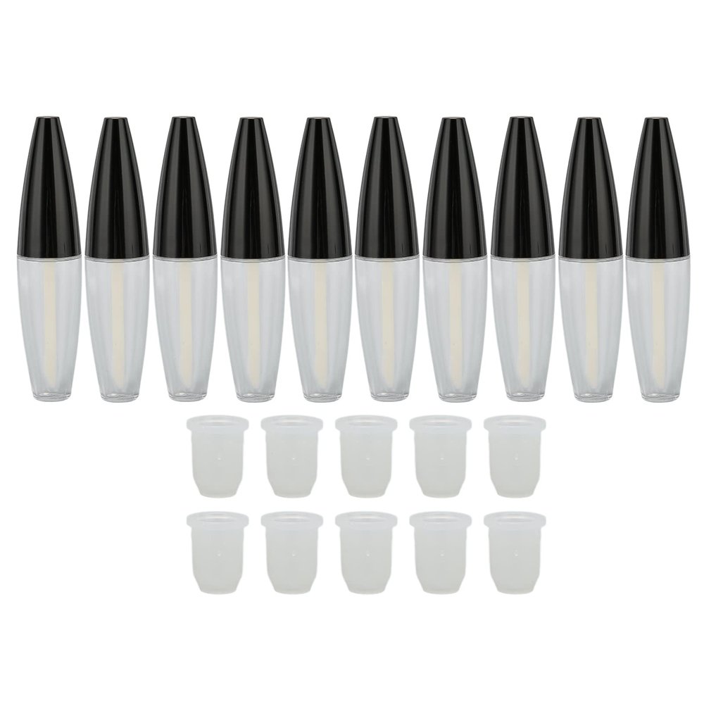 10Pcs Lipgloss Tubes 12ml Transparent Exquisite Stable Glossy Nonslip Reusable Refillable Portable Lip Gloss Containers for Home Travel